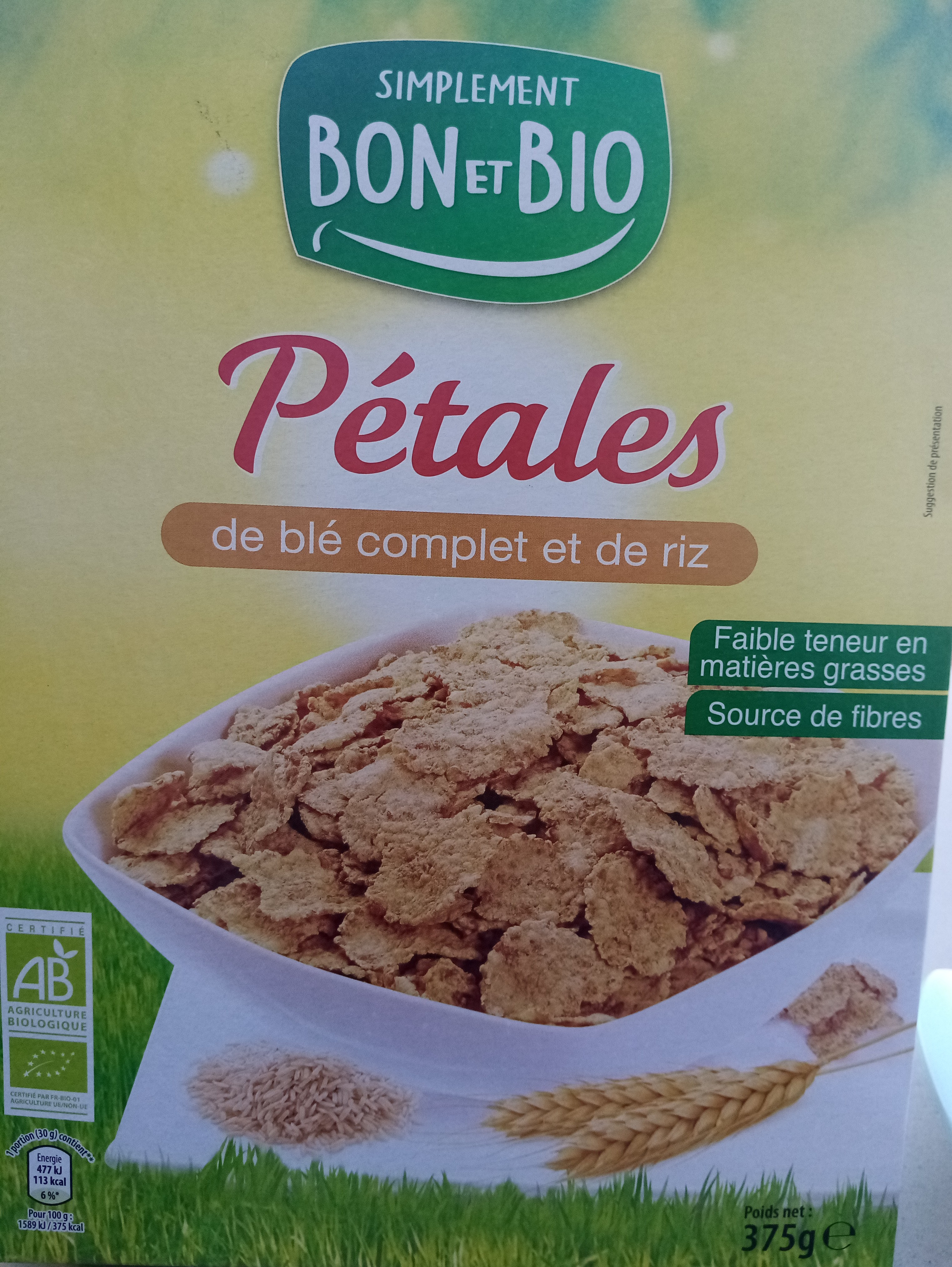 Pétales de blé complet et de riz