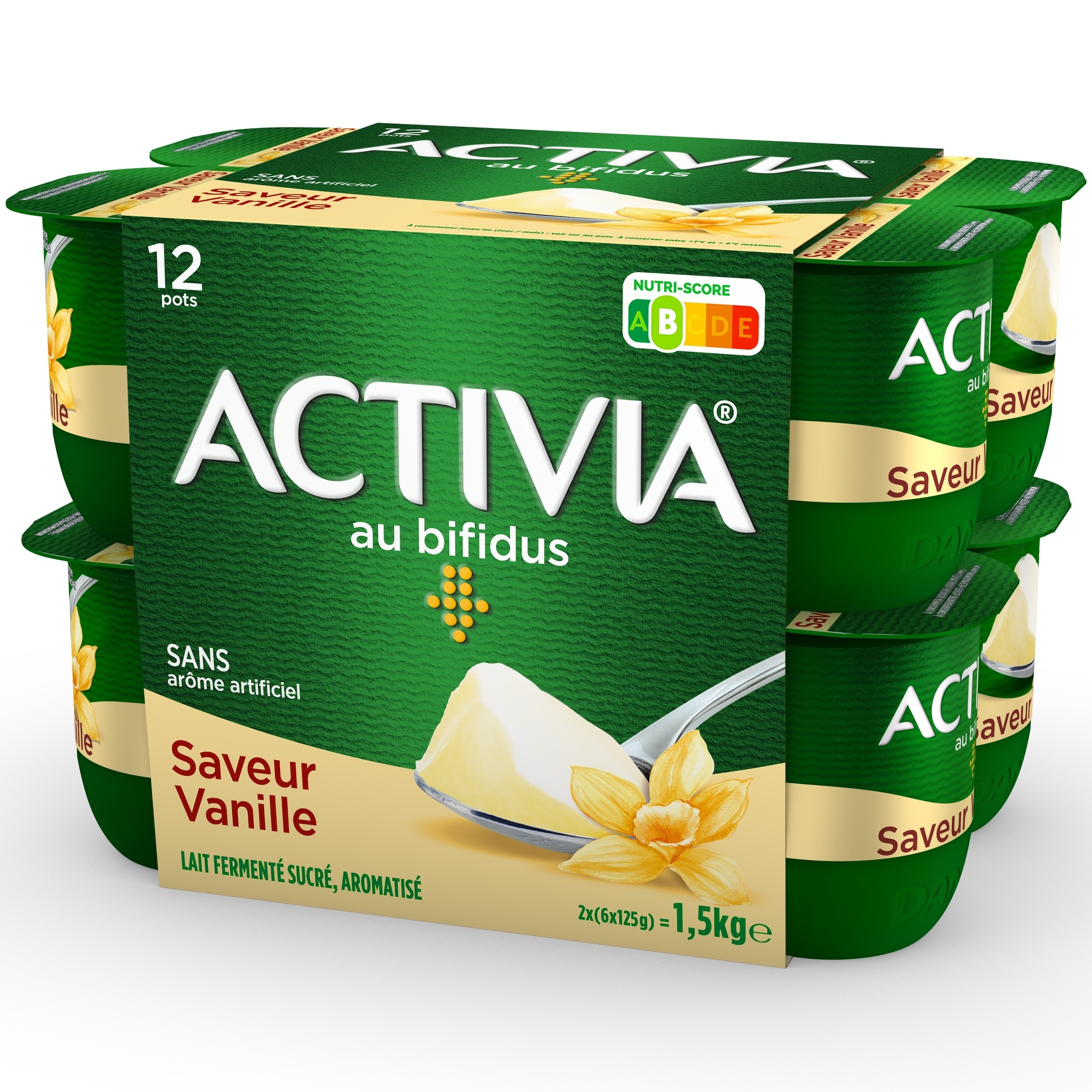 Activia bifidus saveur vanille sans arome artificiel 125 g x 12