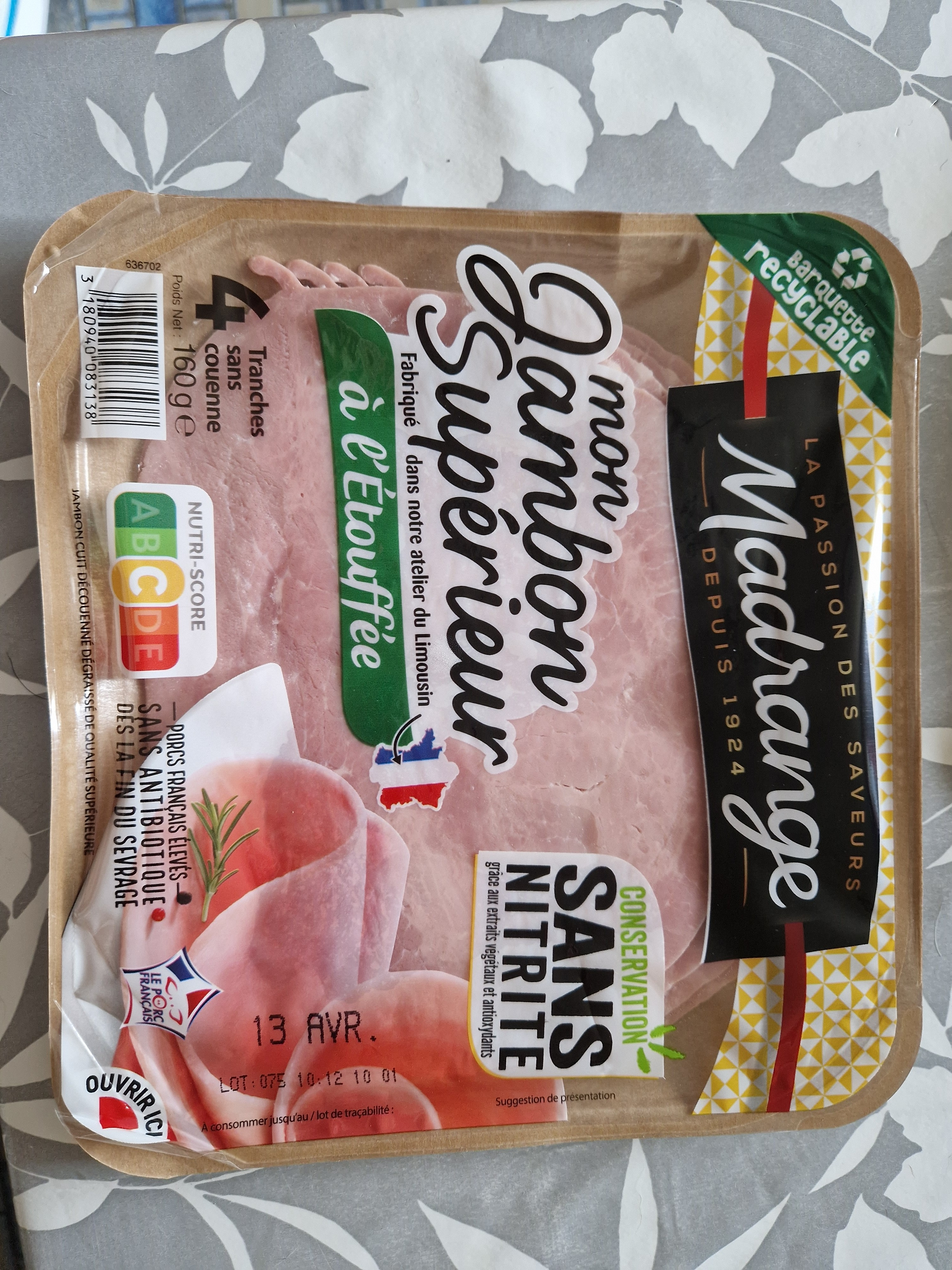 Mon Jambon Supérieur à l'Étouffée conservation Sans Nitrite