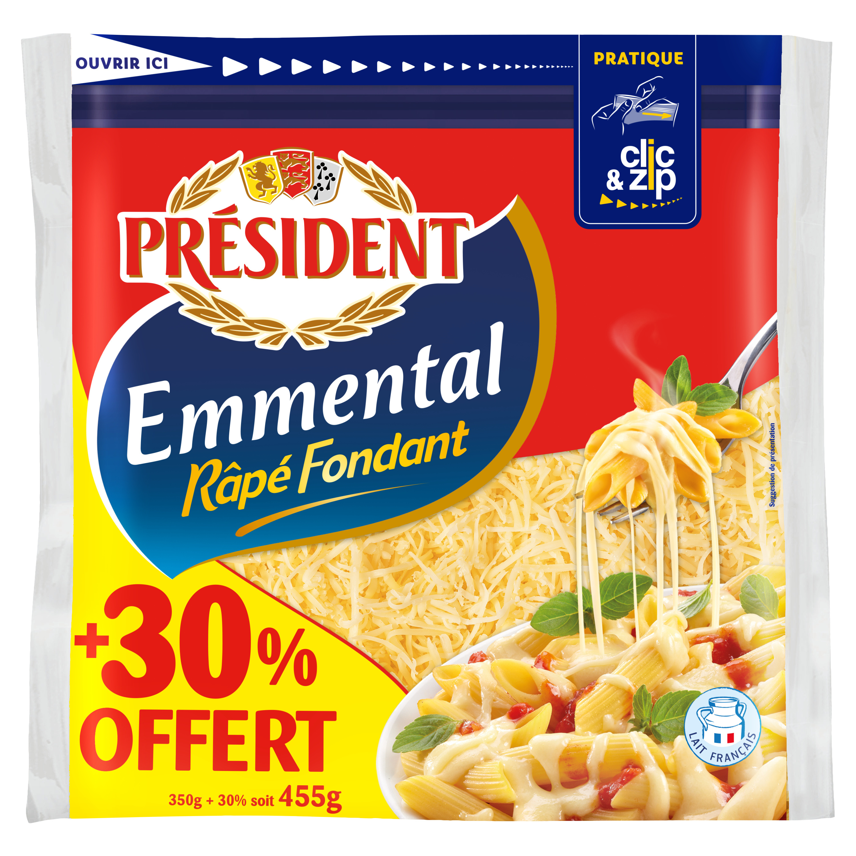 President emmental rape fondant 350g+30% offert