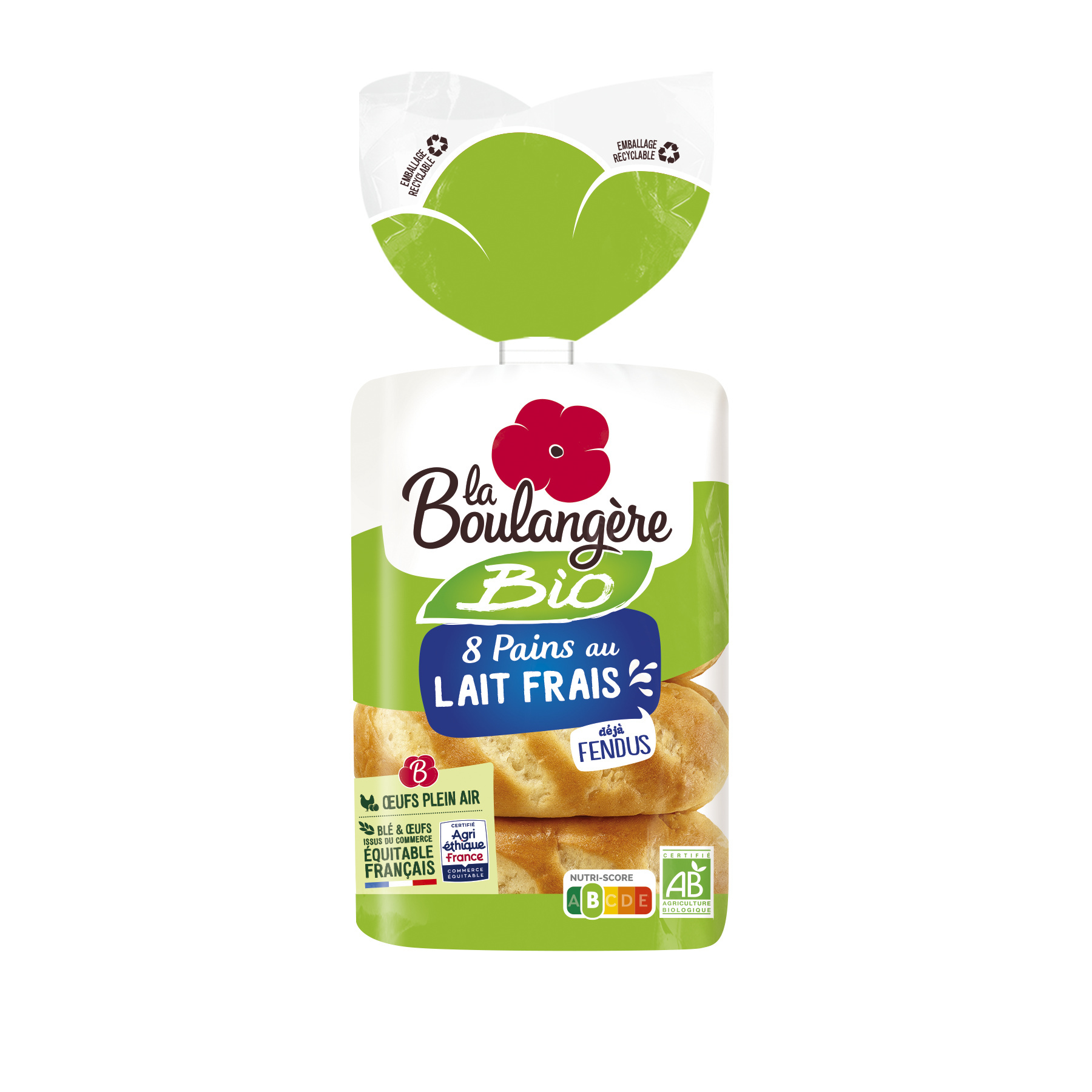 Pain au lait bio x8 280g