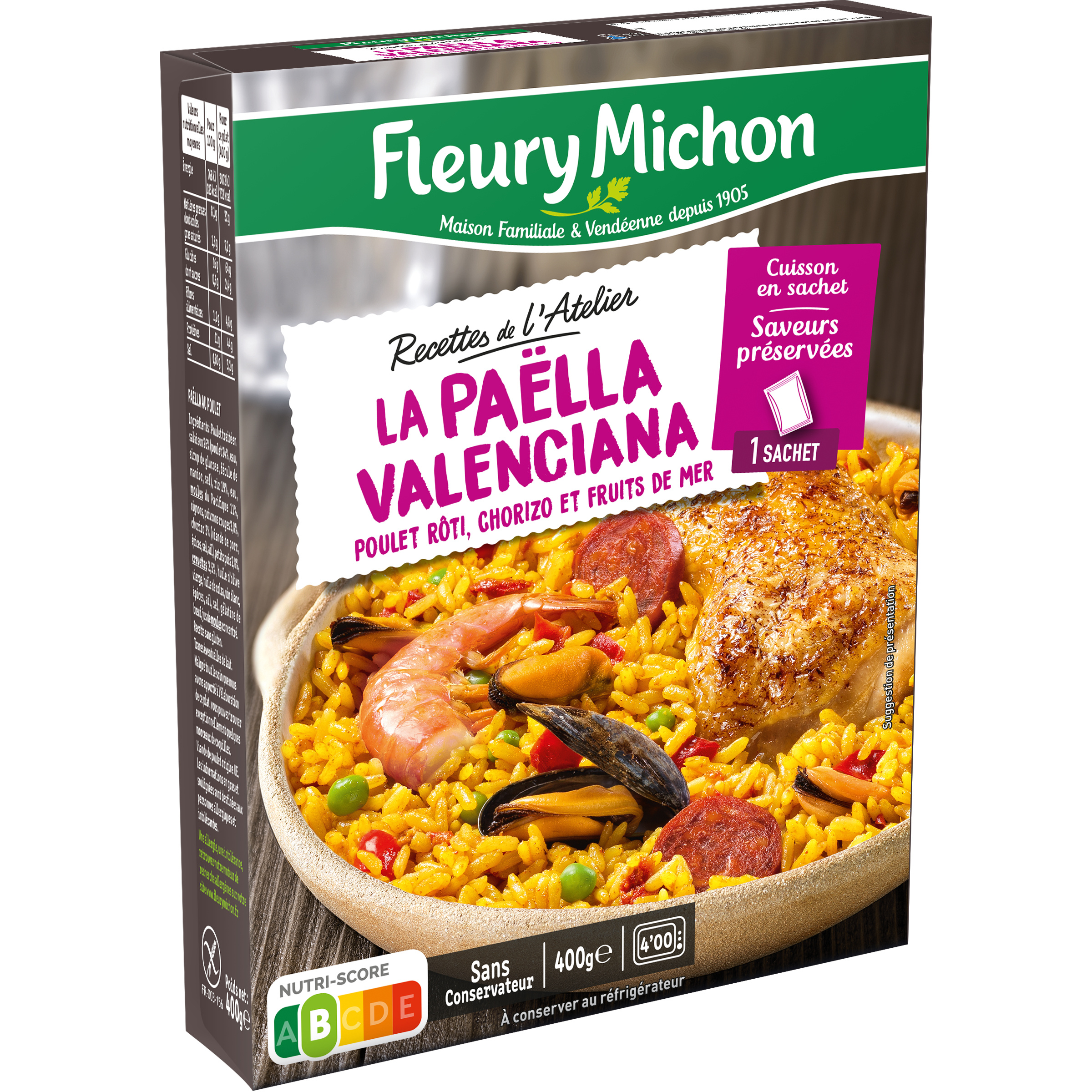 La Paëlla Valenciana, poulet rôti, chorizo et fruits de mer