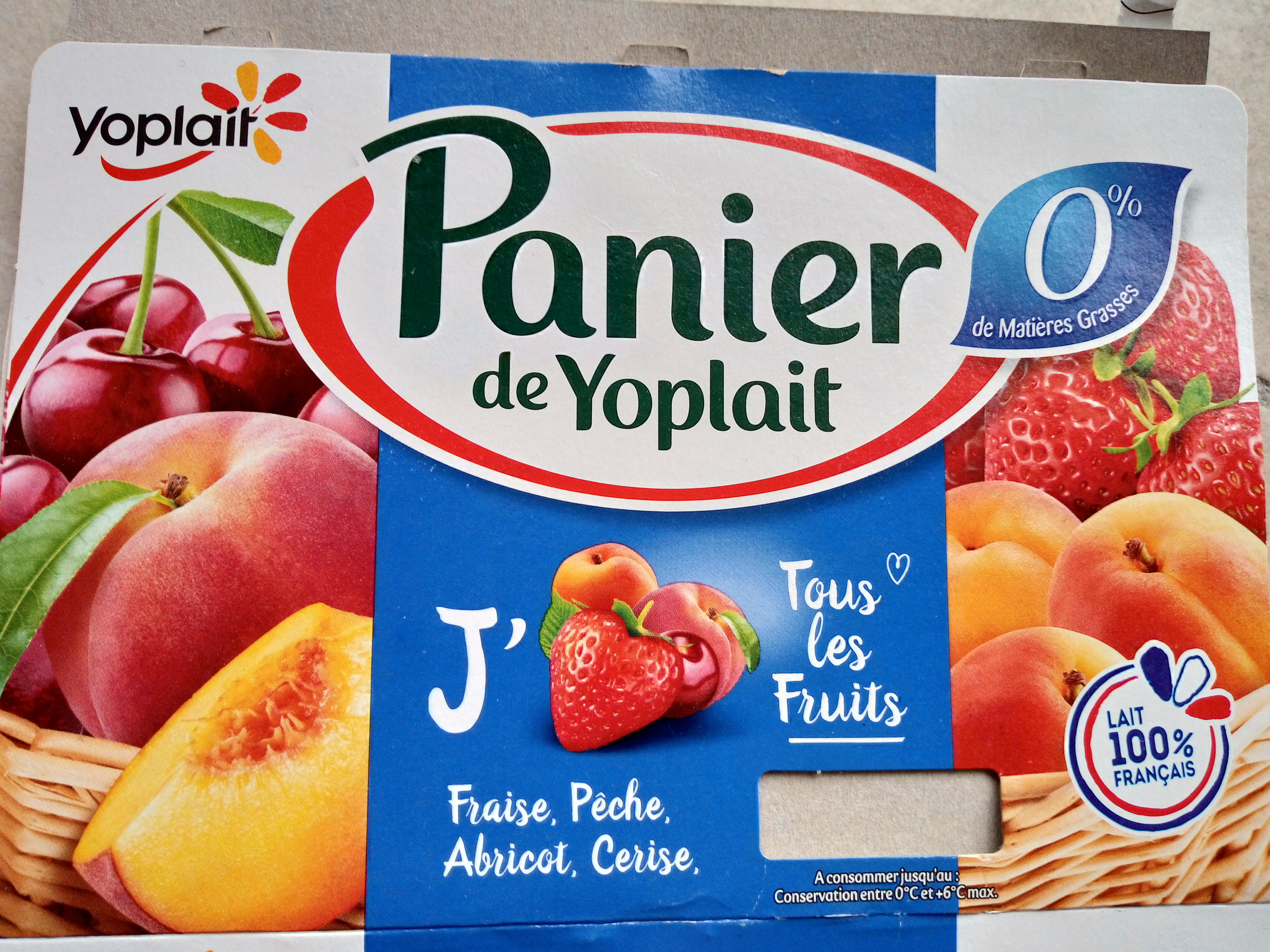 Panier 0% J'aime tous les fruits fraise pêche abricot cerises