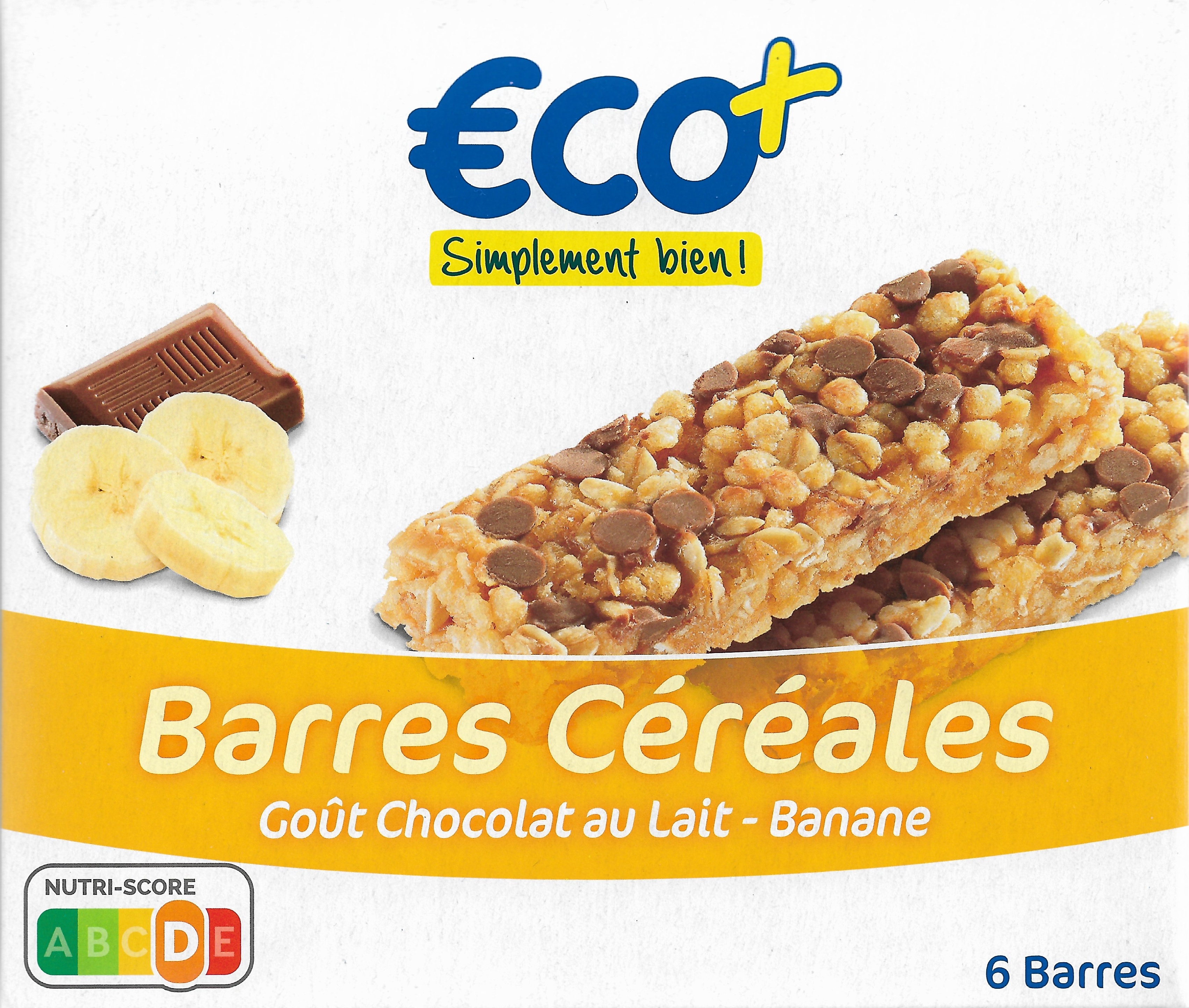 Barres céréales chocolat au lait banane