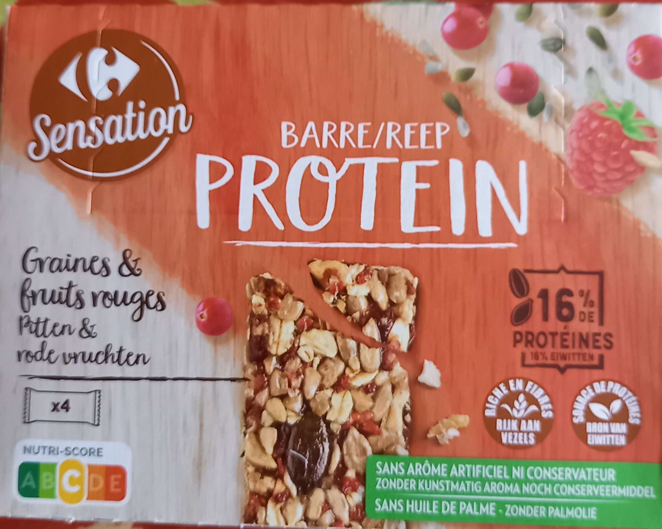 Barre protein graines & fruits rouges
