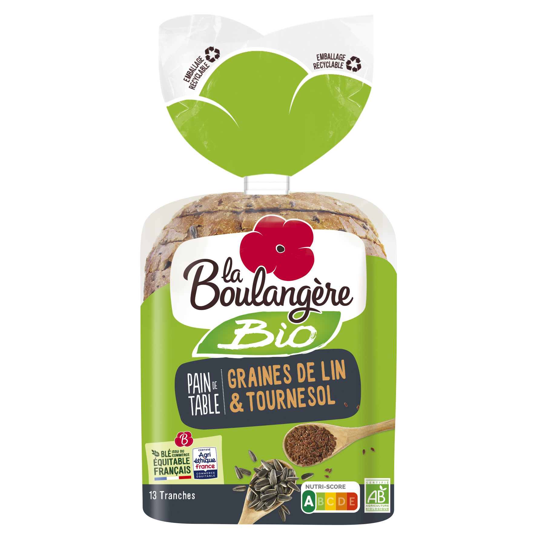 Pain de table Bio aux graines de lin & tournesol 400g
