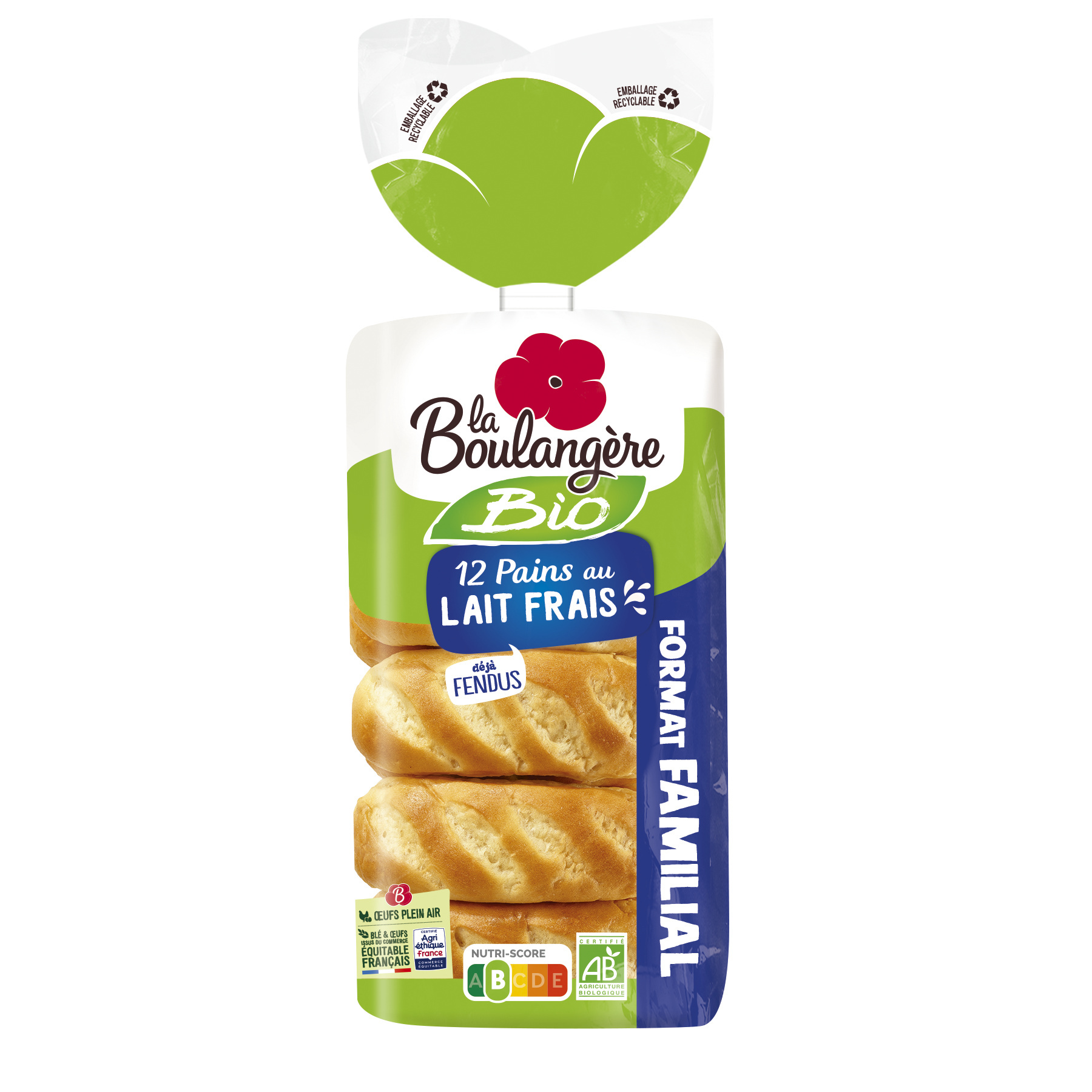 Pain au lait bio x12 420g