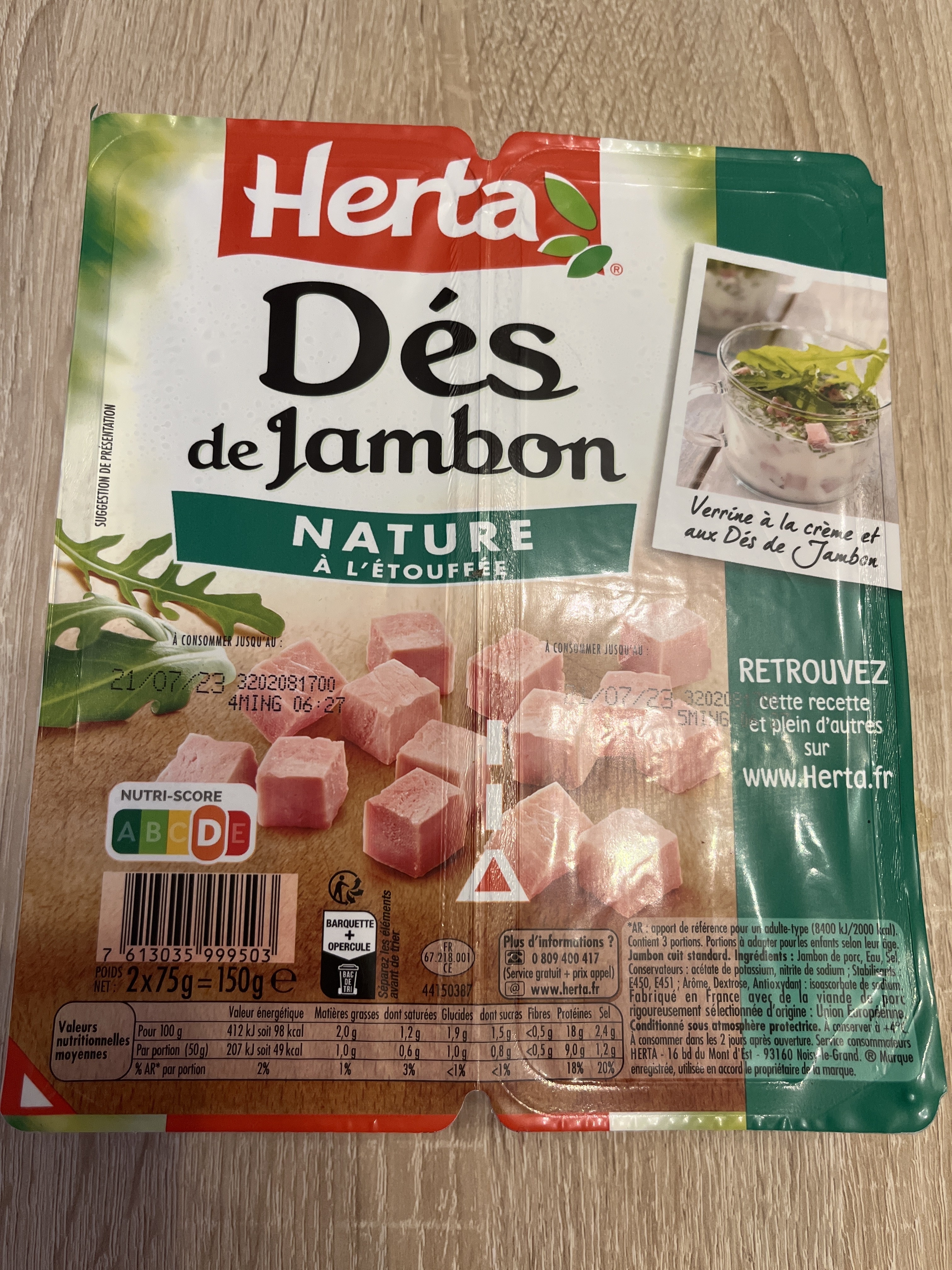 Dés de Jambon Nature à l'etouffé